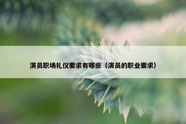 演员职场礼仪要求有哪些（演员的职业要求）