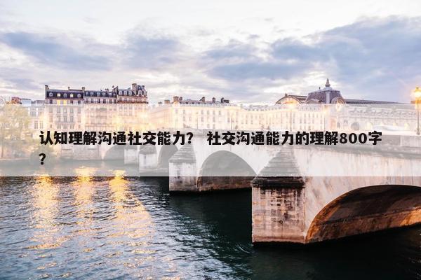 认知理解沟通社交能力？ 社交沟通能力的理解800字？