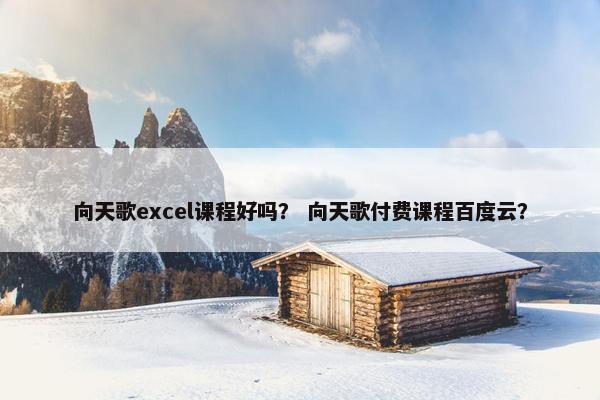 向天歌excel课程好吗？ 向天歌付费课程百度云？