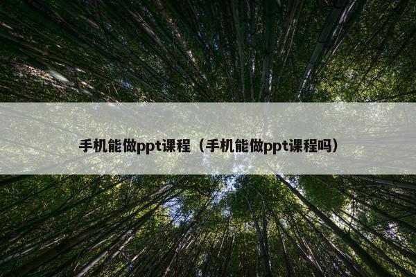 手机能做ppt课程（手机能做ppt课程吗）