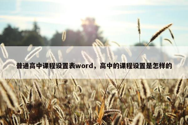普通高中课程设置表word，高中的课程设置是怎样的