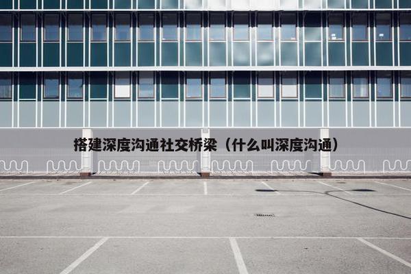 搭建深度沟通社交桥梁（什么叫深度沟通）