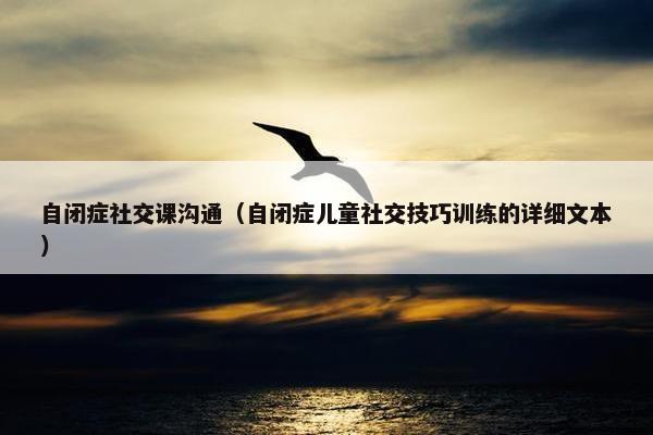 自闭症社交课沟通（自闭症儿童社交技巧训练的详细文本）