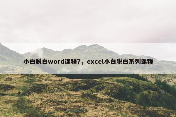 小白脱白word课程7，excel小白脱白系列课程