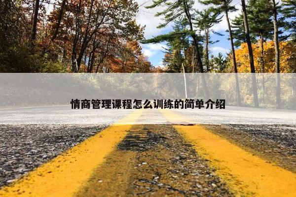 情商管理课程怎么训练的简单介绍