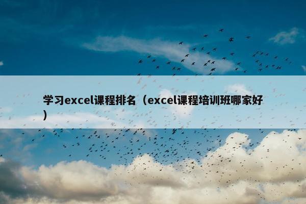 学习excel课程排名（excel课程培训班哪家好）