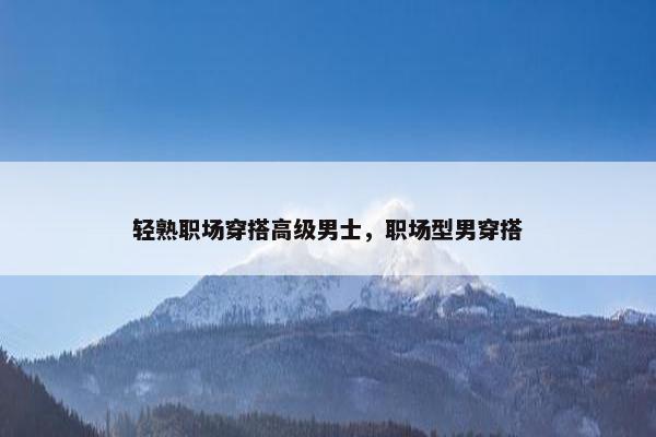 轻熟职场穿搭高级男士，职场型男穿搭