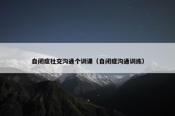 自闭症社交沟通个训课（自闭症沟通训练）