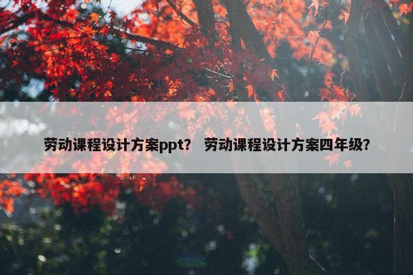 劳动课程设计方案ppt？ 劳动课程设计方案四年级？
