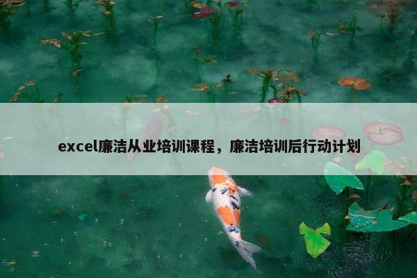 excel廉洁从业培训课程，廉洁培训后行动计划