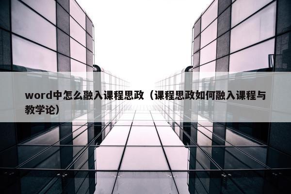 word中怎么融入课程思政（课程思政如何融入课程与教学论）