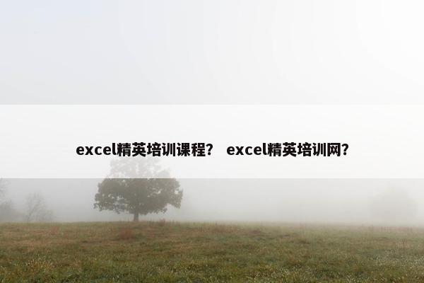 excel精英培训课程？ excel精英培训网？