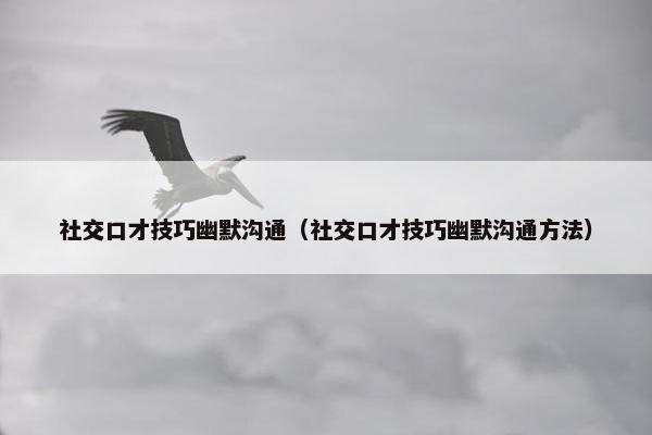 社交口才技巧幽默沟通（社交口才技巧幽默沟通方法）