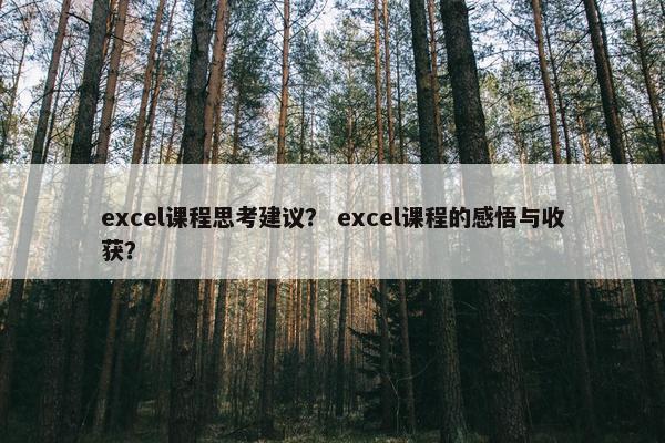 excel课程思考建议？ excel课程的感悟与收获？