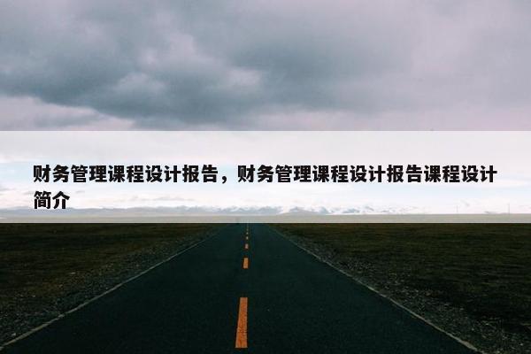财务管理课程设计报告，财务管理课程设计报告课程设计简介