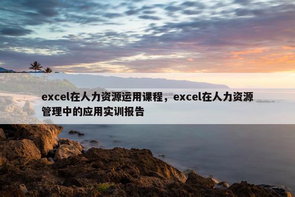 excel在人力资源运用课程，excel在人力资源管理中的应用实训报告