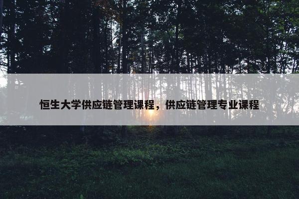 恒生大学供应链管理课程，供应链管理专业课程