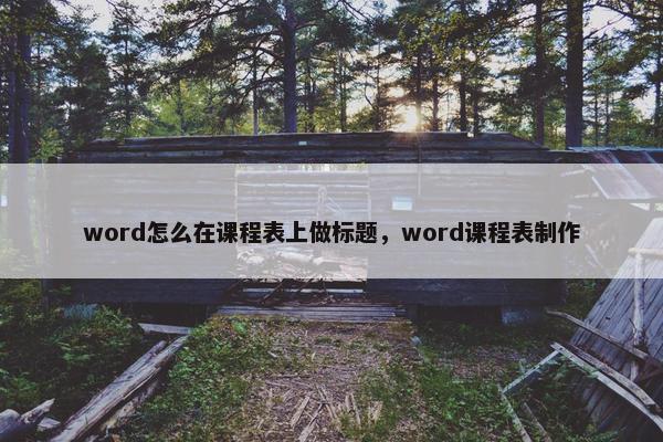 word怎么在课程表上做标题，word课程表制作