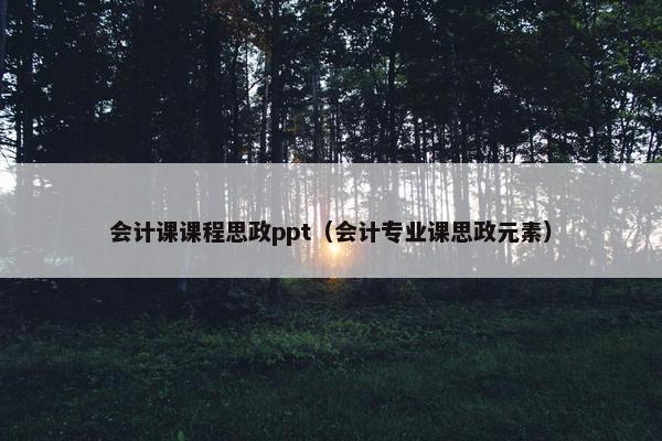 会计课课程思政ppt（会计专业课思政元素）