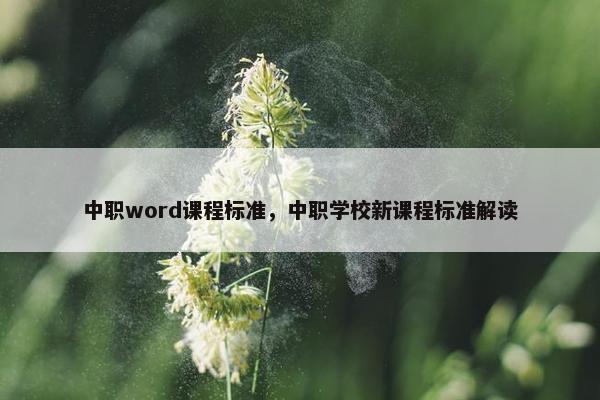 中职word课程标准，中职学校新课程标准解读