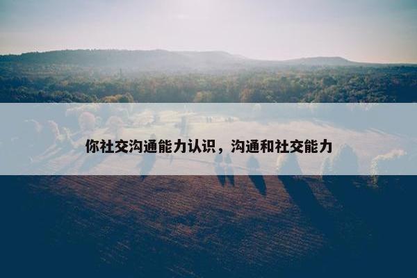 你社交沟通能力认识，沟通和社交能力