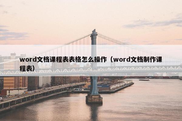 word文档课程表表格怎么操作（word文档制作课程表）