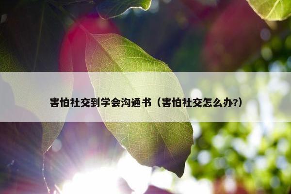 害怕社交到学会沟通书（害怕社交怎么办?）