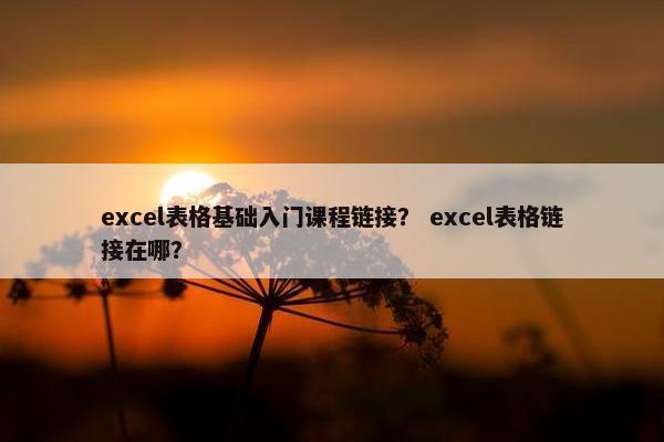 excel表格基础入门课程链接？ excel表格链接在哪？