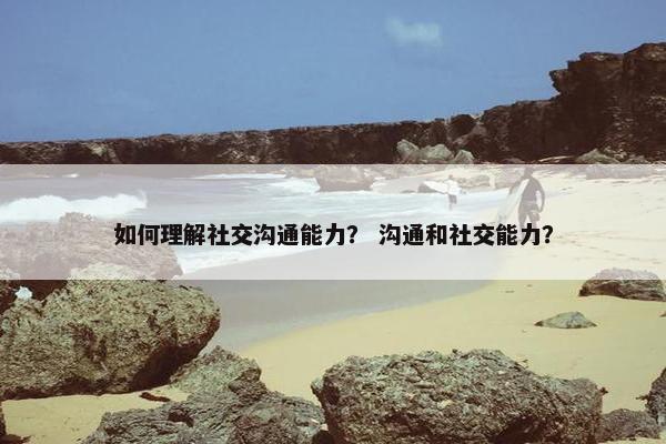 如何理解社交沟通能力？ 沟通和社交能力？